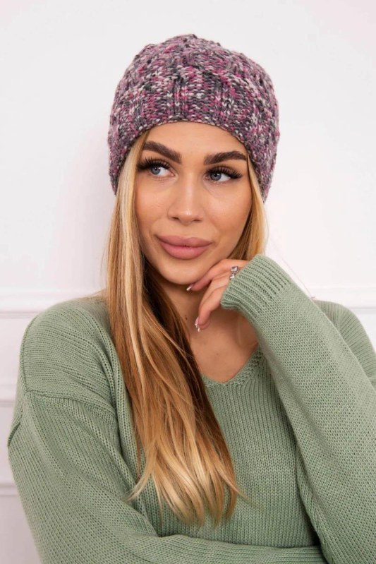 Dámská čepice Eliza K205 dark pink+graphite - Dámské oblečení doplňky čepice, rukavice a&nbsp;šály