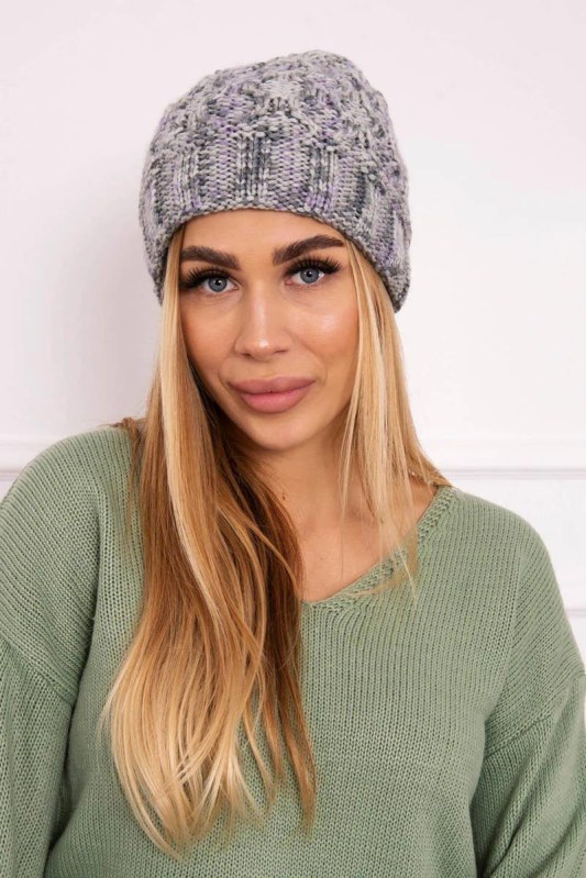 Dámská čepice Eliza K205 grey+violet - Dámské oblečení doplňky čepice, rukavice a&nbsp;šály