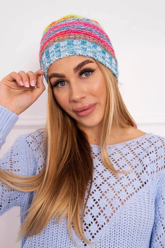 Krystyna fleecová čepice K207 neon green+blue - Dámské oblečení doplňky čepice, rukavice a&nbsp;šály