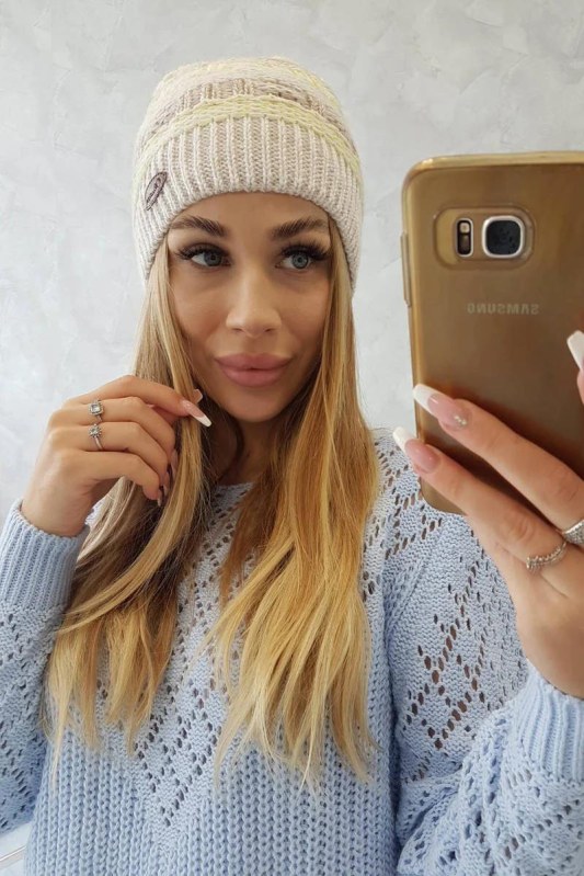 Fleecová čepice Patrycja K254 žlutá+béžová