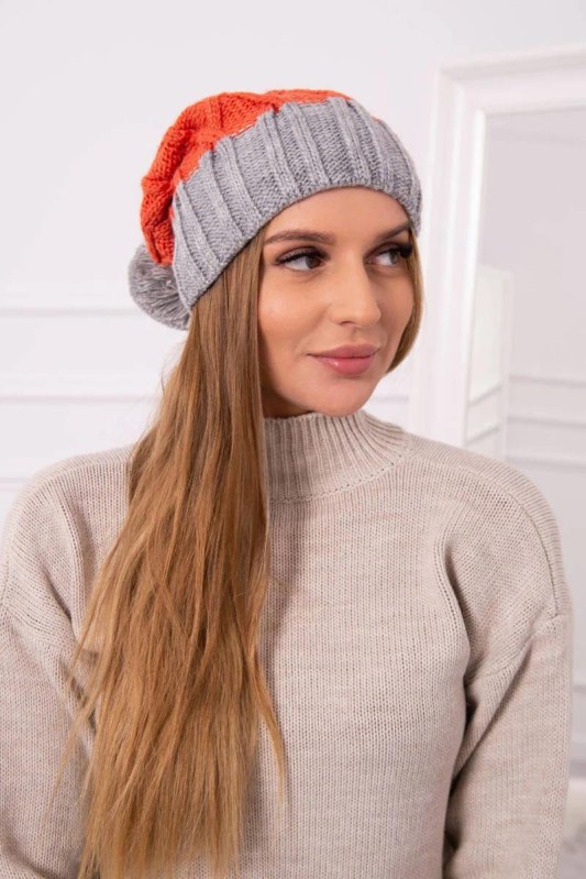 Milano fleecová čepice K203 červená+šedá - Dámské oblečení doplňky čepice, rukavice a&nbsp;šály