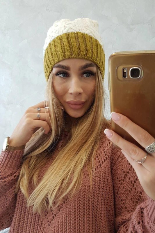 Fleecová čepice Bibiana K264 kiwi+ecru - Dámské oblečení doplňky čepice, rukavice a&nbsp;šály