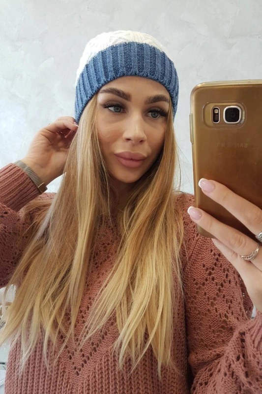 Fleecová čepice Bibiana K264 denim+white