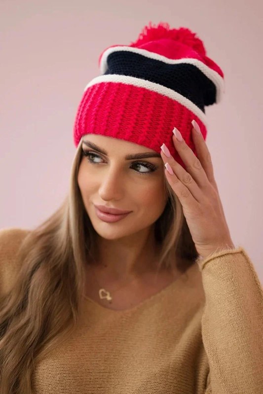 Kinga dámská čepice K297 pink neon+green - Dámské oblečení doplňky čepice, rukavice a&nbsp;šály