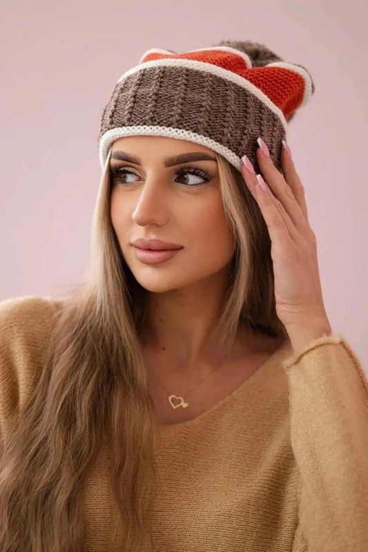 Dámská čepice Kinga K297 cappuccino+rudy