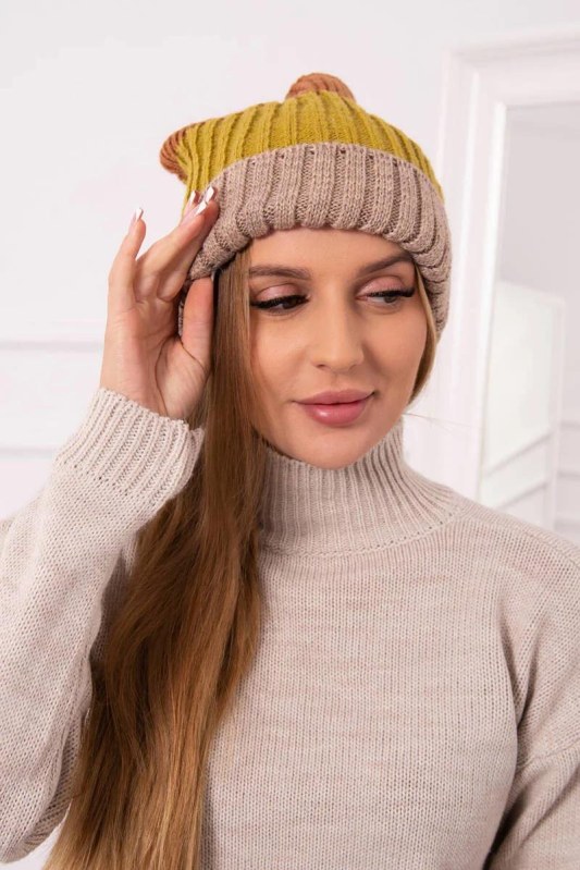 Fleecová čepice Bojana K265 beige+kiwi+camel