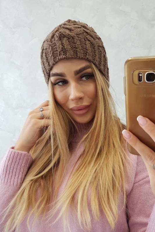 Fleecová čepice Waleria K307 cappuccino - Dámské oblečení doplňky čepice, rukavice a&nbsp;šály