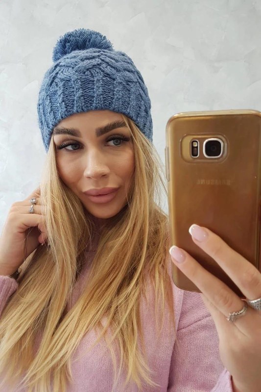 Fleecová čepice Waleria K307 denim - Dámské oblečení doplňky čepice, rukavice a&nbsp;šály