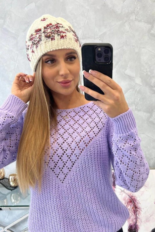 Dámská čepice Florence K350 ecru+bordeaux - Dámské oblečení doplňky čepice, rukavice a&nbsp;šály