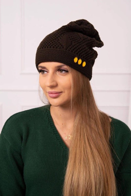 Dámská čepice Maryna K407 hnědá - Dámské oblečení doplňky čepice, rukavice a&nbsp;šály