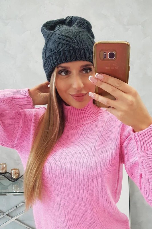 Dámská čepice Majka K376 graphite - Dámské oblečení doplňky čepice, rukavice a&nbsp;šály