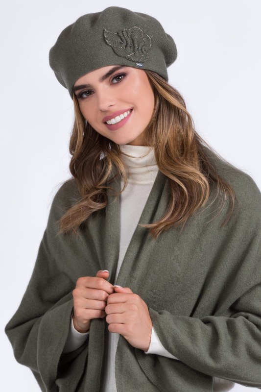 Kamea Beret K.20.050.52 Khaki - Dámské oblečení doplňky čepice, rukavice a šály