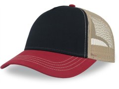 Atlantis Headwear Rapper Canvas-S 5 panelová Trucker kšiltovka 33.0234 navy/burgundy/khaki