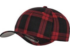 Flexfit 6197 6 panelová kšiltovka "Tartan Plaid" 55.6197 black/red