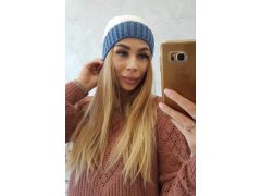 Fleecová čepice Bibiana K264 denim+white