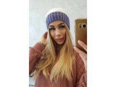 Bibiana fleecová čepice K264 fialová+bílá