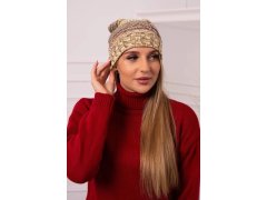Monika fleecová čepice K256 hnědá+žlutá