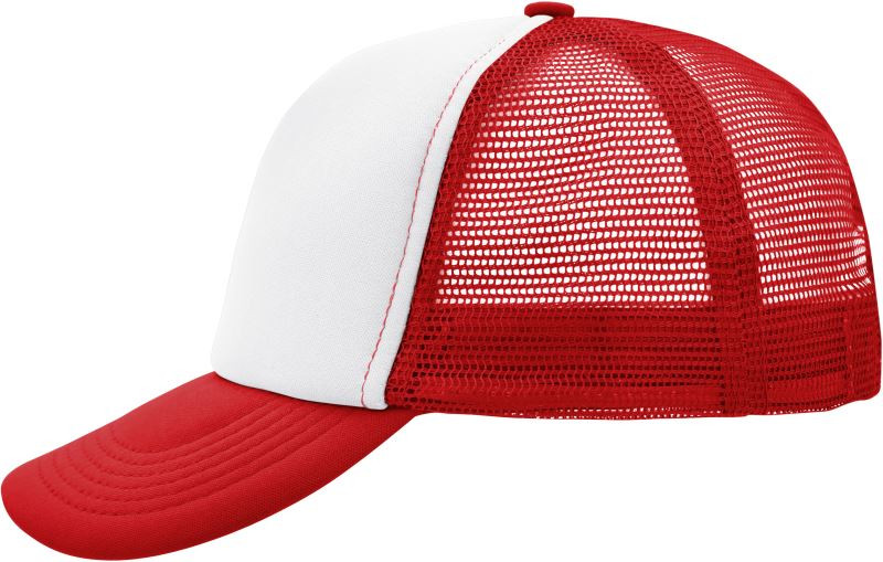 Daiber MB 70 5 panelová polyesterová síťovaná kšiltovka 03.0070 white/red