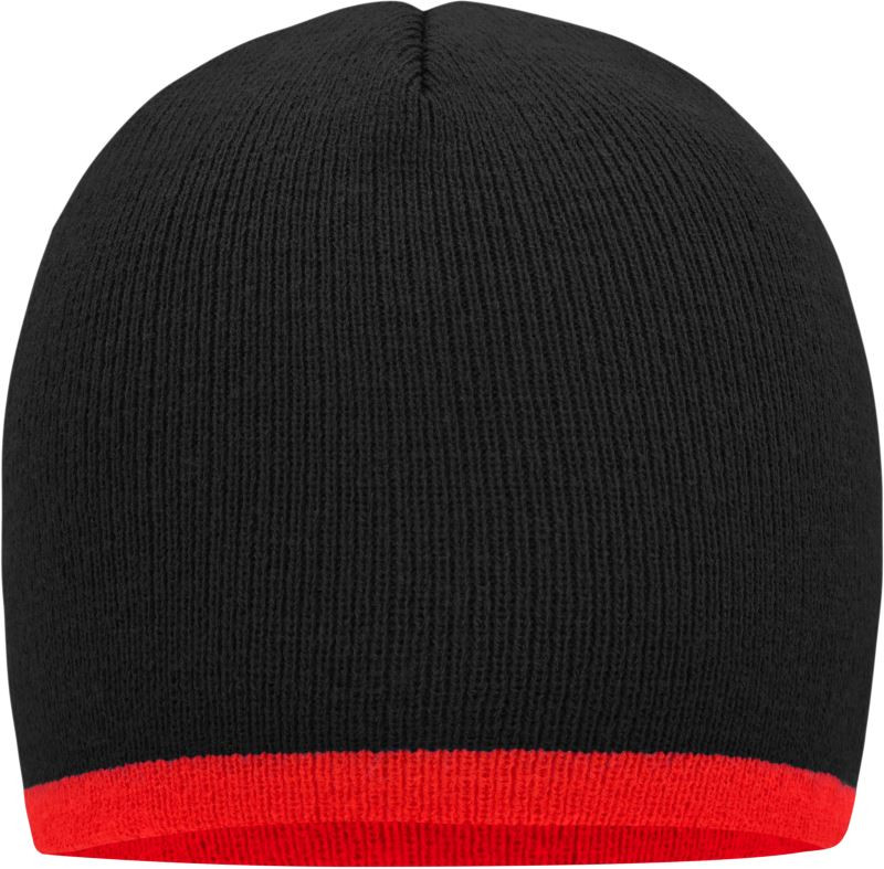 Daiber MB 7584 Pletená čepice s kontrastním lemem 03.7584 black/red