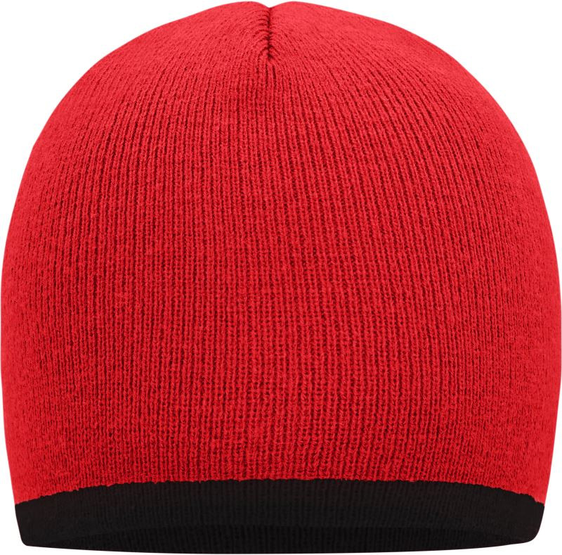 Daiber MB 7584 Pletená čepice s kontrastním lemem 03.7584 red/black