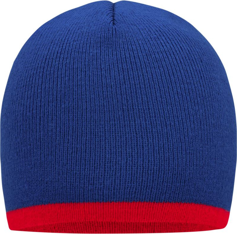 Daiber MB 7584 Pletená čepice s kontrastním lemem 03.7584 royal/red