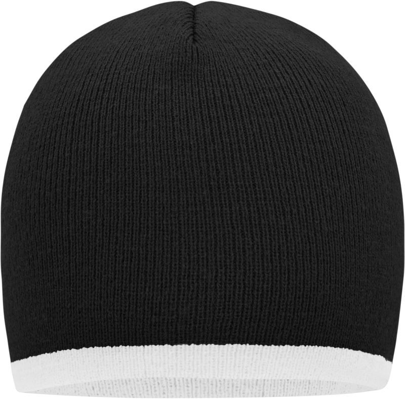 Daiber MB 7584 Pletená čepice s kontrastním lemem 03.7584 black/white