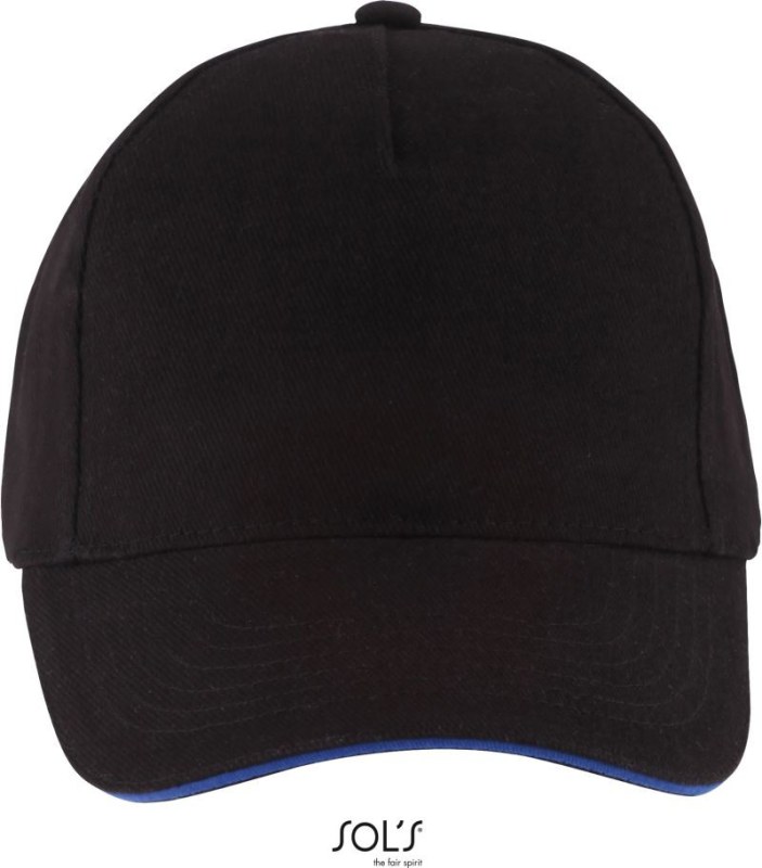 SOL´S Long Beach 5 panelová sandwich kšiltovka 25.0594 black/royal blue