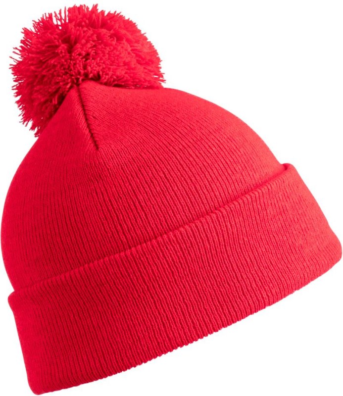 Result Headwear RC 028X Pletená čepice s bambulí 28.028X red