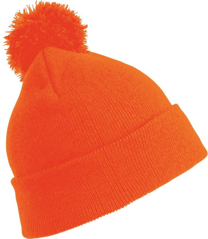 Result Headwear RC 028X Pletená čepice s bambulí 28.028X fluorescent orange