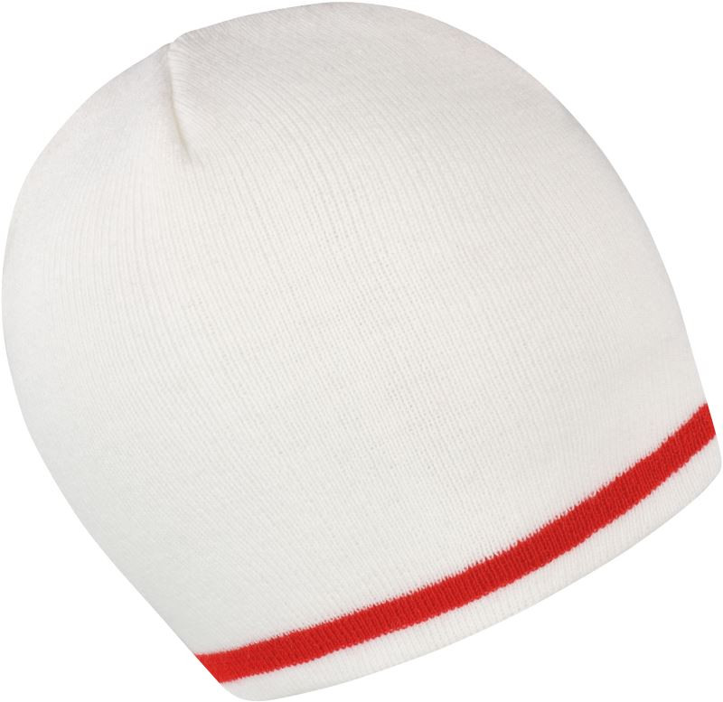 Result Headwear R 368X Pletená čepice s kontrastními pruhy 28.368X white/red