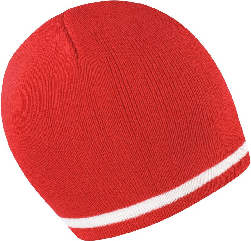 Result Headwear R 368X Pletená čepice s kontrastními pruhy 28.368X red/white