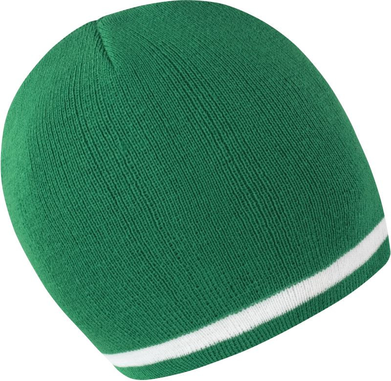 Result Headwear R 368X Pletená čepice s kontrastními pruhy 28.368X emerald/white