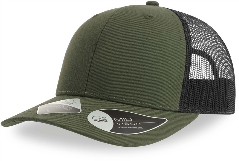 Atlantis Headwear Bryce 6 panelová Trucker kšiltovka 33.0102 olive/black - Dámské oblečení doplňky klobouky a&nbsp;kšiltovky
