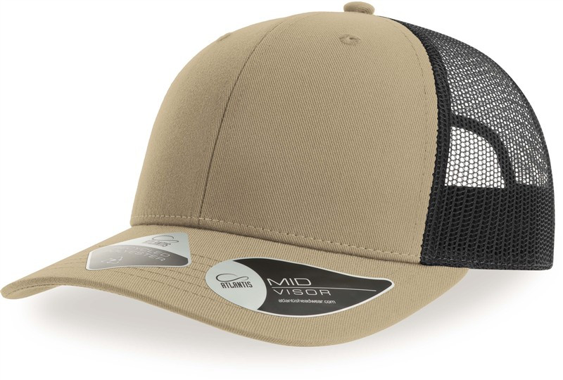 Atlantis Headwear Bryce 6 panelová Trucker kšiltovka 33.0102 khaki/black - Dámské oblečení doplňky klobouky a&nbsp;kšiltovky