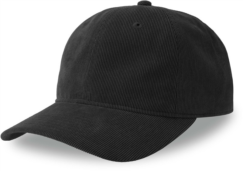 Atlantis Headwear Creep-S 6 panelová manšestrová kšiltovka 33.0227 black - Dámské oblečení doplňky klobouky a&nbsp;kšiltovky