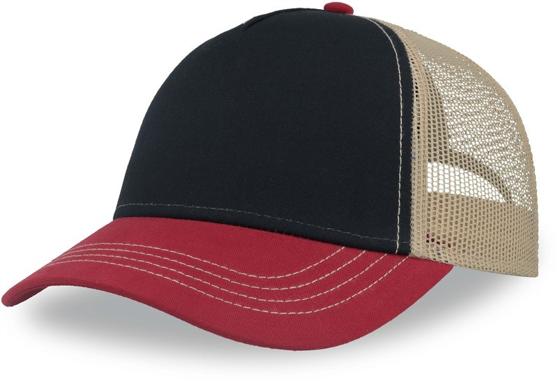 Atlantis Headwear Rapper Canvas-S 5 panelová Trucker kšiltovka 33.0234 navy/burgundy/khaki