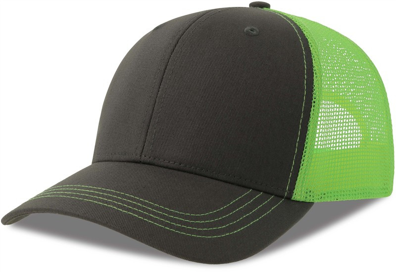Atlantis Headwear Sonic-S 6 panelová Trucker kšiltovka 33.0259 dark grey/green fluo - Dámské oblečení doplňky klobouky a&nbsp;kšiltovky
