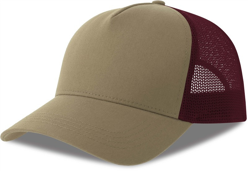 Atlantis Headwear Rapper Cotton-S 5 panelová Trucker kšiltovka 33.0260 khaki/burgundy