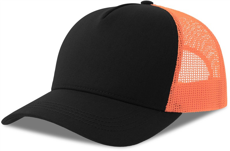 Atlantis Headwear Rapper Cotton-S 5 panelová Trucker kšiltovka 33.0260 black/orange fluo