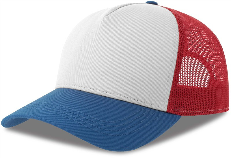 Atlantis Headwear Rapper Cotton-S 5 panelová Trucker kšiltovka 33.0260 white/red/royal - Dámské oblečení doplňky klobouky a&nbsp;kšiltovky