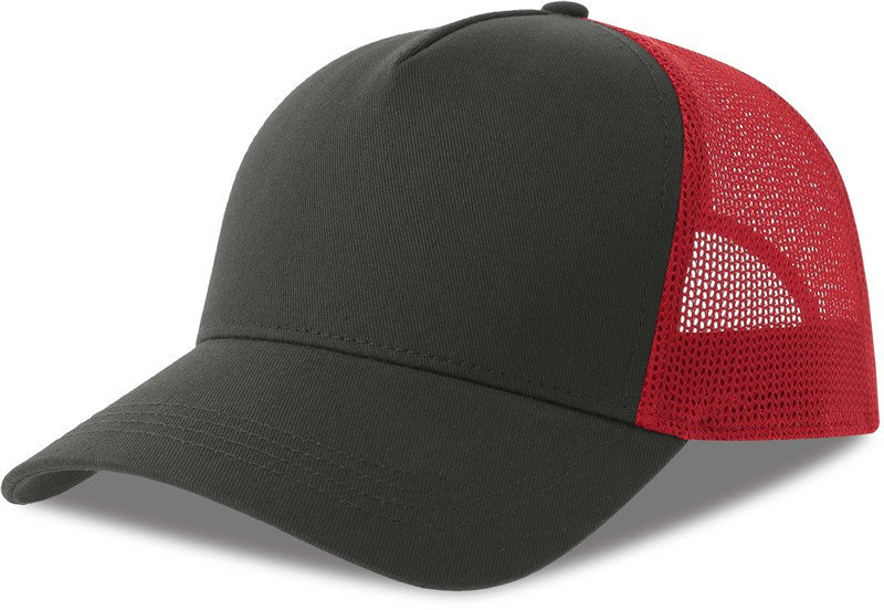 Atlantis Headwear Rapper Cotton-S 5 panelová Trucker kšiltovka 33.0260 dark grey/red
