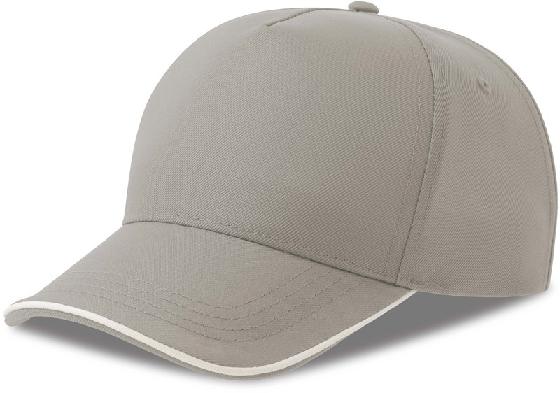Atlantis Headwear Recy Five Piping 5 panelová sandwich kšiltovka 33.0282 grey/white - Dámské oblečení doplňky klobouky a&nbsp;kšiltovky
