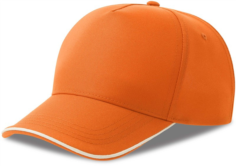 Atlantis Headwear Recy Five Piping 5 panelová sandwich kšiltovka 33.0282 orange/white