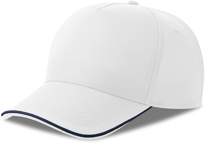 Atlantis Headwear Recy Five Piping 5 panelová sandwich kšiltovka 33.0282 white/navy
