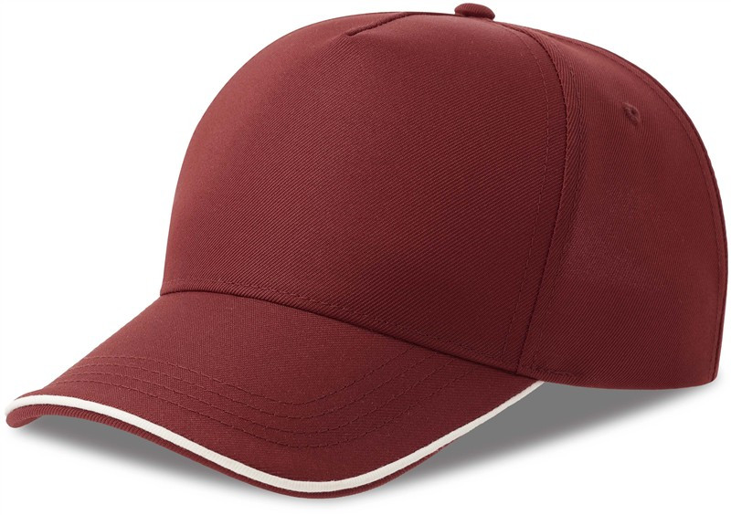 Atlantis Headwear Recy Five Piping 5 panelová sandwich kšiltovka 33.0282 burgundy/white
