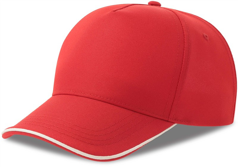 Atlantis Headwear Recy Five Piping 5 panelová sandwich kšiltovka 33.0282 red/white
