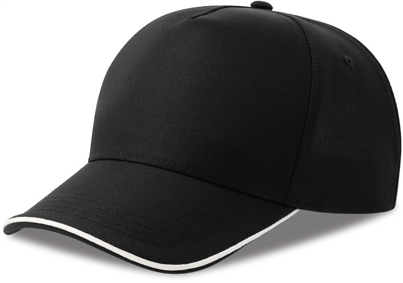 Atlantis Headwear Recy Five Piping 5 panelová sandwich kšiltovka 33.0282 black/white