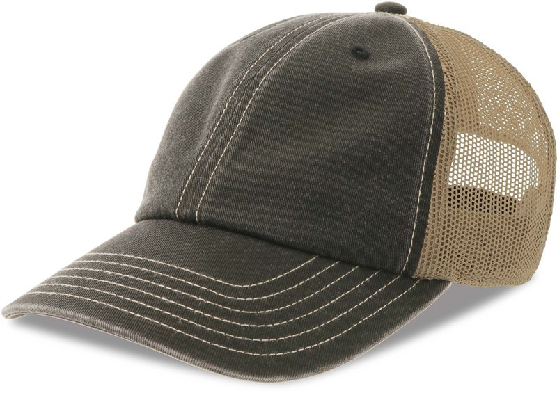 Atlantis Headwear Teon 6 panelová kšiltovka Vintage Trucker 33.0303 black/khaki