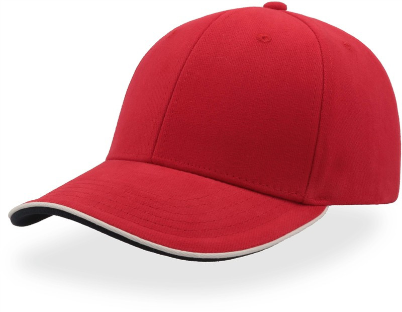Atlantis Headwear Pilot Piping Sandwich 6 panelová broušená sandwich kšiltovka 33.0502 red/white