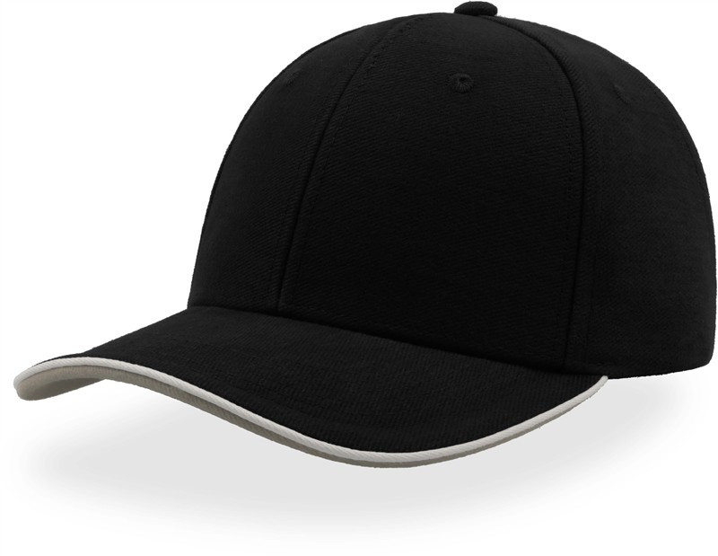 Atlantis Headwear Pilot Piping Sandwich 6 panelová broušená sandwich kšiltovka 33.0502 black/white - Dámské oblečení doplňky klobouky a&nbsp;kšiltovky